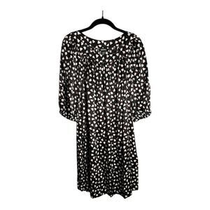 DKNY Black and White Heart Print Silk Flowy Dress Size 4